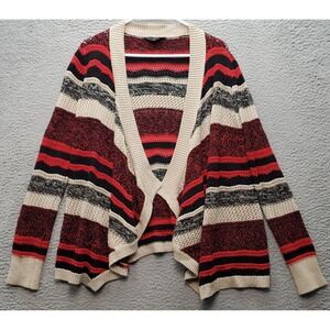 JACK Cardigan‎ Sweater Womens Medium Multi Striped Long Sleeve Open Drape Front